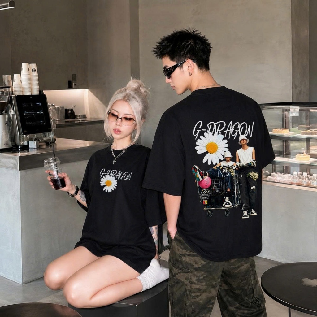 เสื้อยืด Unisex สําหรับผู้ชายและผู้หญิง พิมพ์ลาย BIGBANG ขี่รถ ผ้าคอตตอน 100% LOZA UX30 -US8654