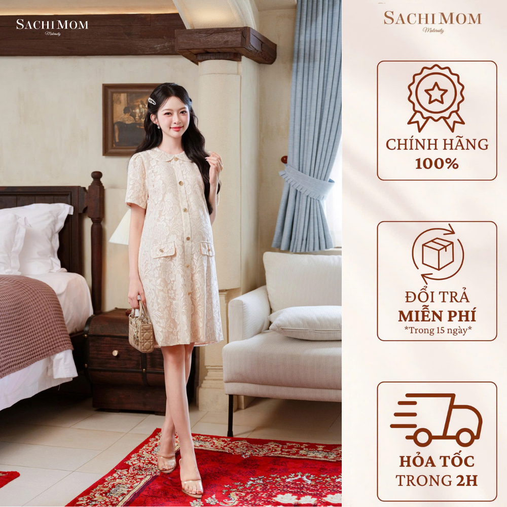 SACHIMOM Gown DRESS - ชุดสตรี Jacquard Lace Straight Gown IVY DRESS