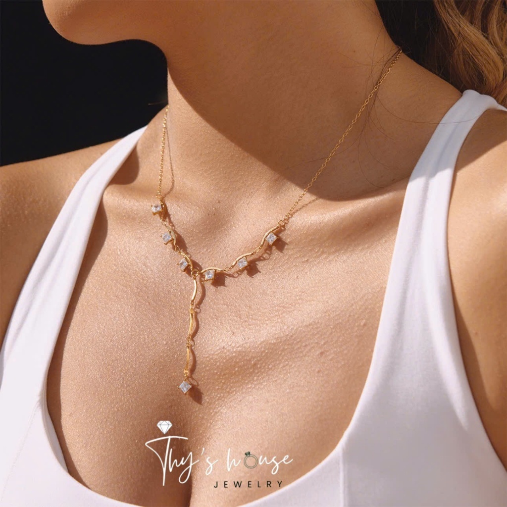 [NO RUST] สร้อยคอไทเทเนียมคุณภาพสูง Glimmer Y Necklace LMD63
