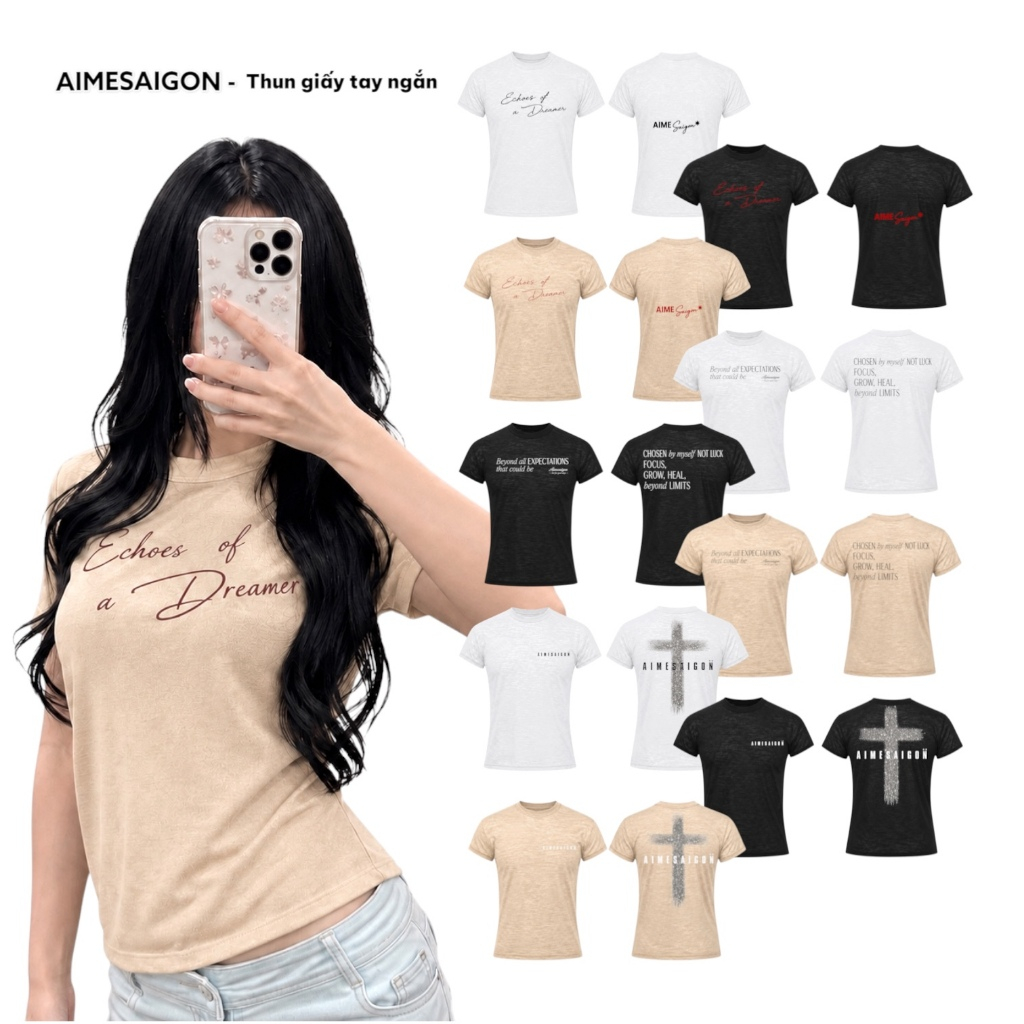Aimesaigon BabyTee บางกระดาษเสื้อยืดแขนสั้น Slim Fit Boxy AIMÉ รอบคอ Soft Cool Unisex ผู้ชายผู้หญิง 