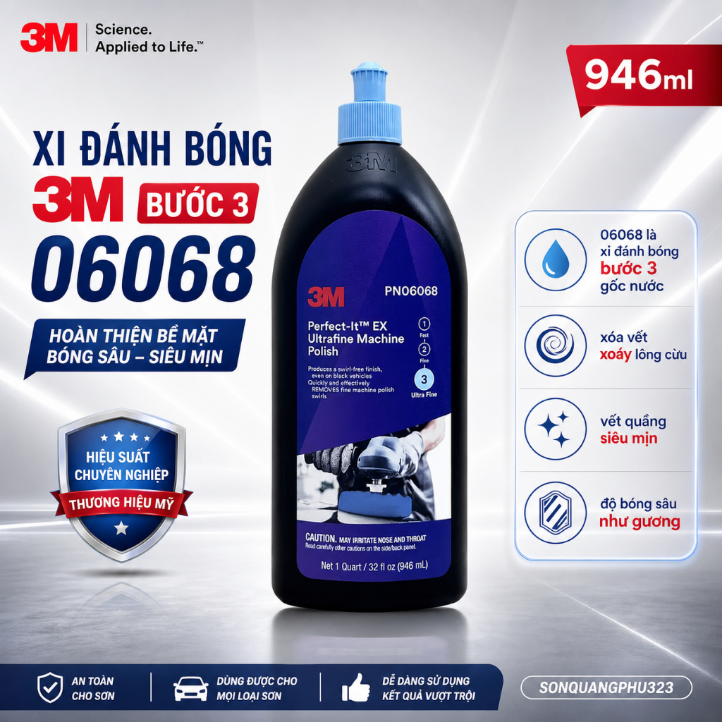 ราคาพร้อม VAT - 3M Step 3 Polish 06068 – Deep Gloss Finish, Ultra Light Scratch Removal 946ml