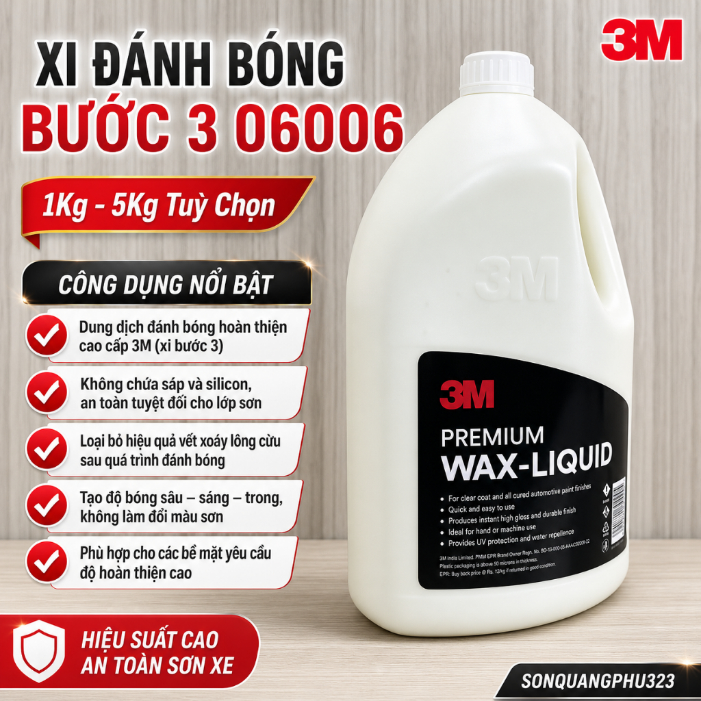ราคาพร้อม VAT 3M Polishing Polish 06006-1kg-5kg, 3M Premium Wax Liquid - Step 3 Polish สําหรับ SONQU