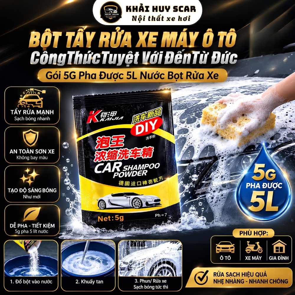 DIY Touchless Car Wash Powder - No Touch Shampoo Powder 5Gram - Egg Huy Scar