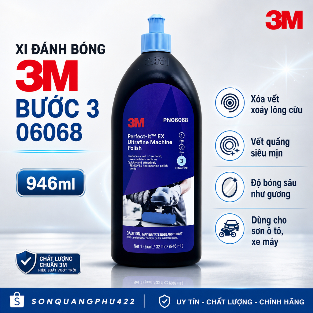 น้ํายาขัด 3M นําเข้าจาก US 06068 946ml น้ํายาขัดเงา premium step 3 SONQUANGPHU422