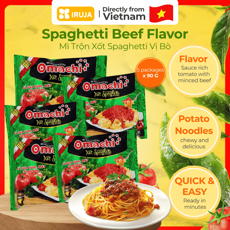 [IRUJA VIETAM] OMACHI BEEF SPAGHETTI NOODLES 90G (COMBO X5)