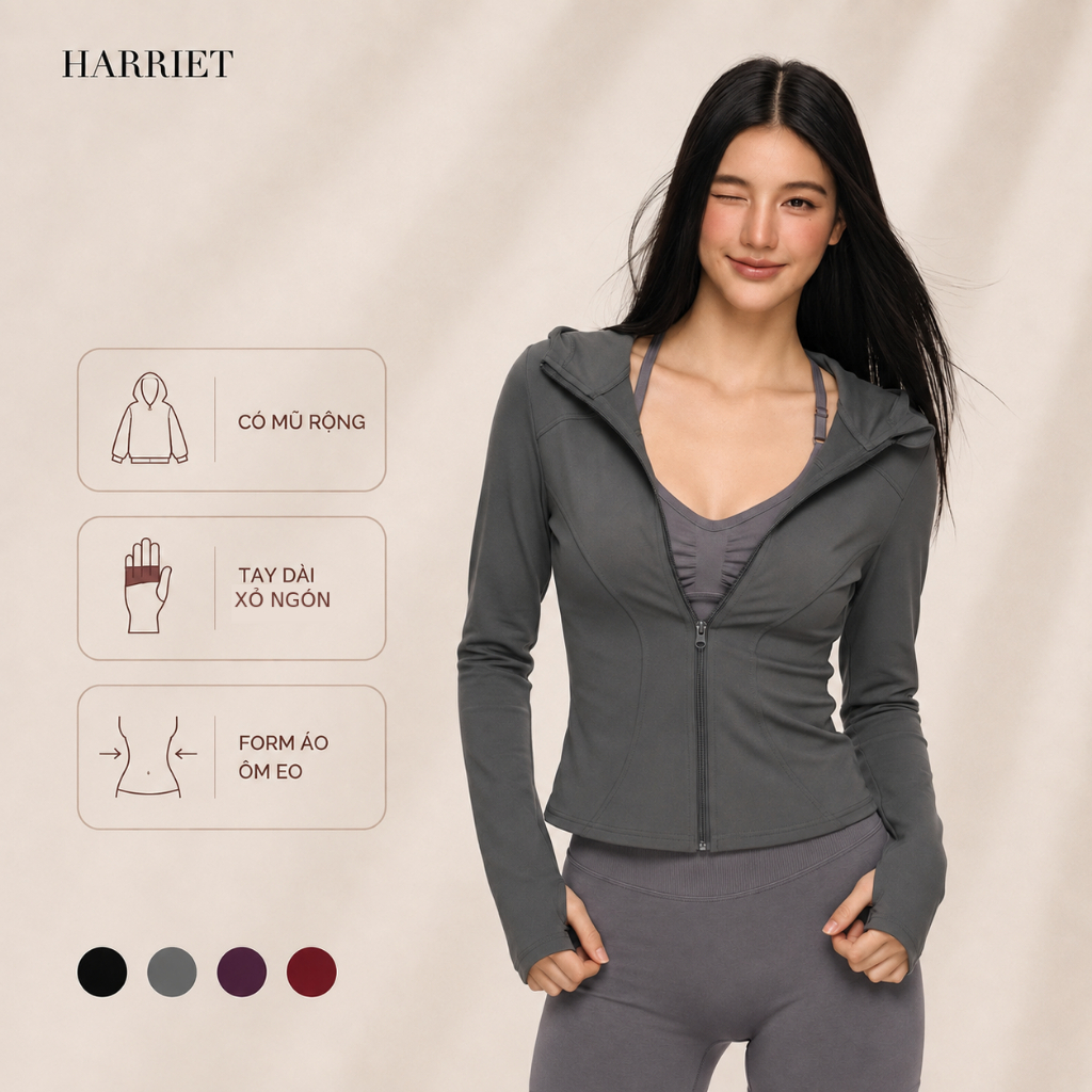 WUQUE เสื้อแจ็คเก็ตโยคะสําหรับผู้หญิงมีฮู้ดแขนยาว Flip-Flop Zipper Bodycon Flattering Jacket