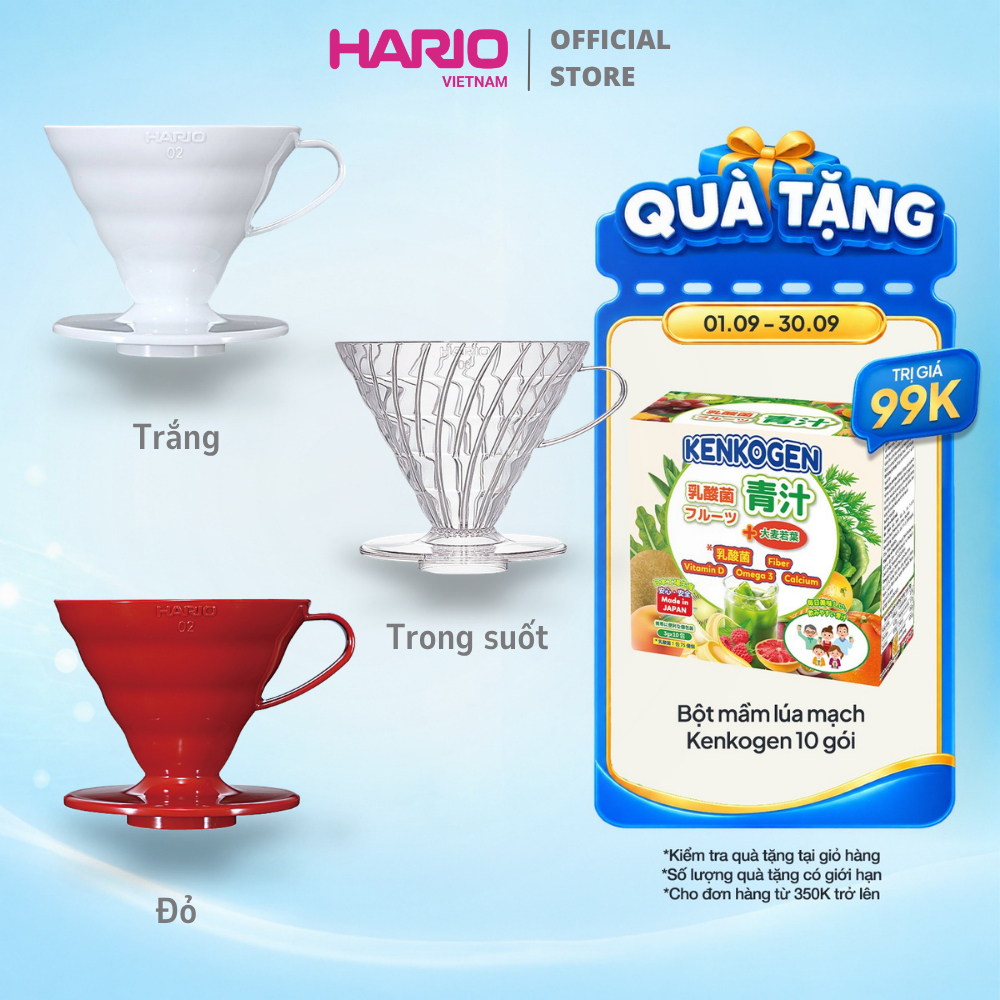 Hario V60 Coffee Dripper VDR-02 กรวยกาแฟ V60 ขนาด 02 (ช่องทางพลาสติก 2 สี)