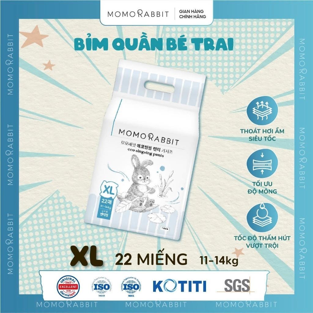 ผ้าอ้อมเด็ก Momo Rabbit - Size XL - 22 ชิ้น - 11-14กก.+