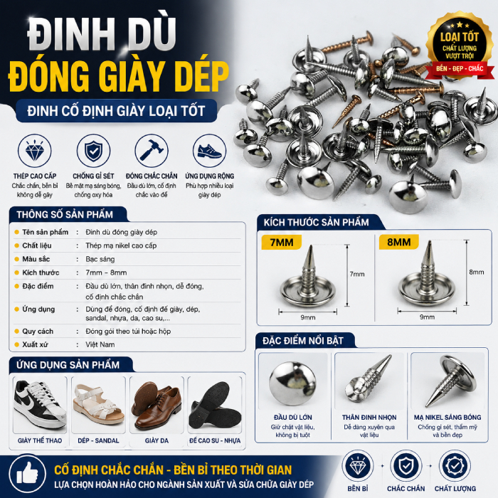 PURCHASE NAILS FOR FOOTWEAR - รองเท้าที่ดี FIXING NAILS (7MM - 8MM)
