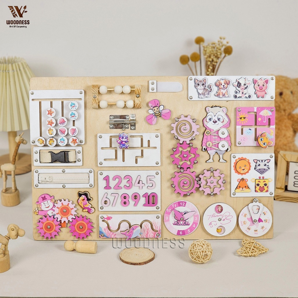 Busy Board - Busy Board - ของเล่นไม้เพื่อการศึกษาสําหรับเด็กมอนเตสซอรี่ - เกมกระดาน