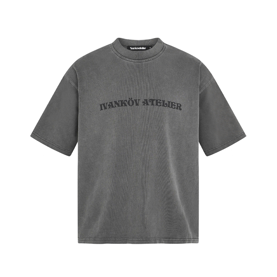 Form Boxy Washed Grey Cotton T-Shirt - Ivankov New Logo Boxy T-Shirt