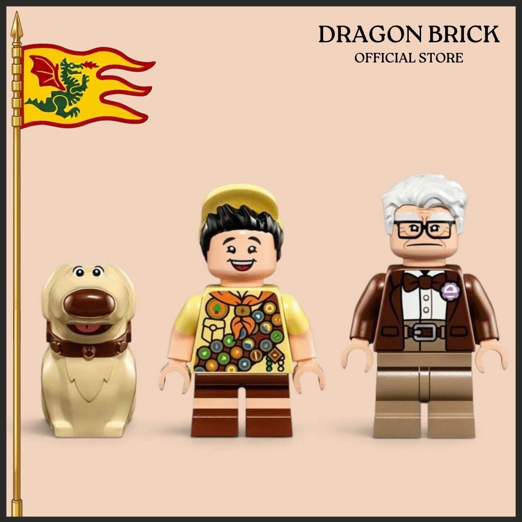 [Disney] ของเล่นประกอบเดนมาร์ก - ครบชุด ตัวละคร Up: Russell, Carl Fredricksen, Dug