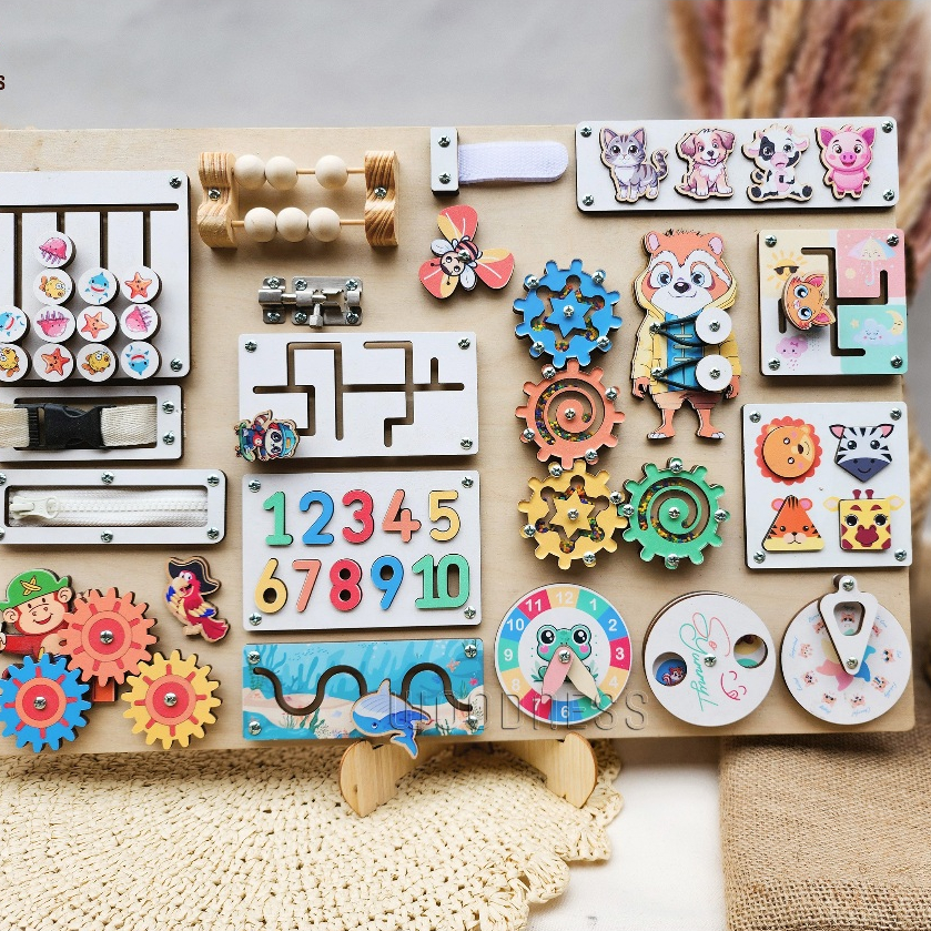 Busy Board - Busy Board - ของเล่นไม้เพื่อการศึกษาสําหรับเด็กมอนเตสซอรี่ - เกมกระดาน