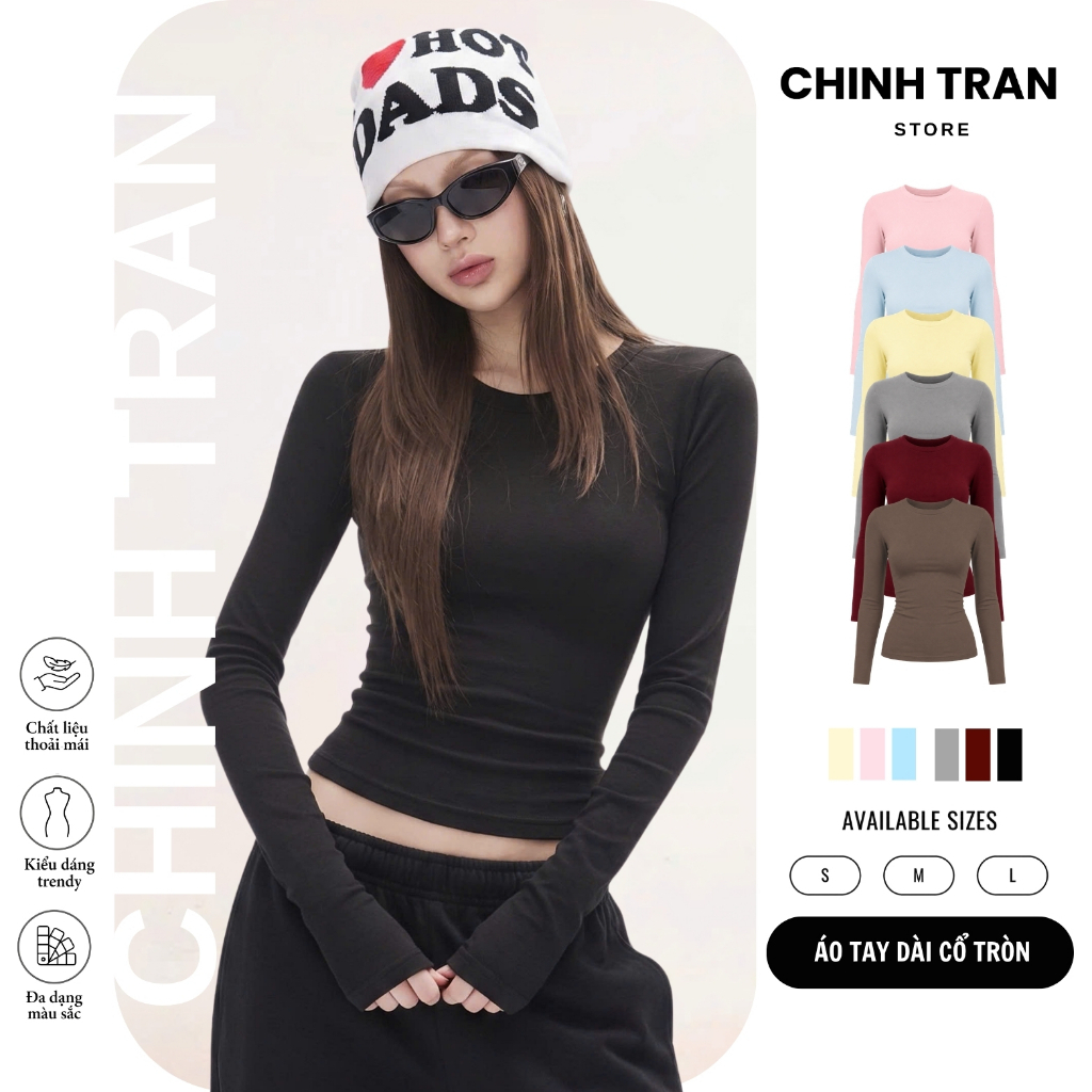 เสื้อยืดแขนยาวผ้ายืดนิ่ม ฝ้ายคอกลมบอดี้สูทแขนยาวหลากสี - คาง ร้านค้า
