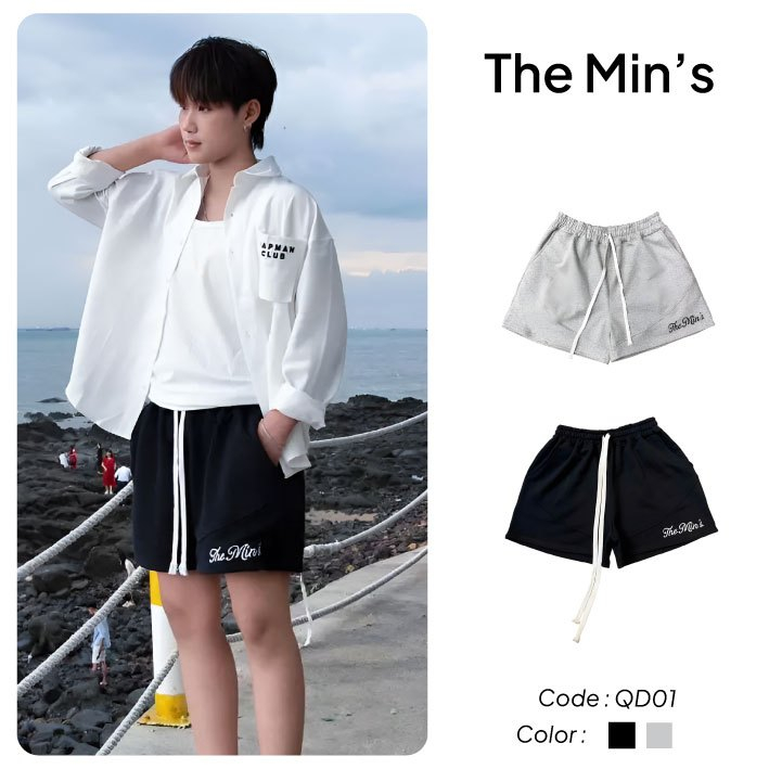 Local Brand The Mins Shorts QD01 กางเกงขาสั้น Unisex 100% Crab Leg Felt