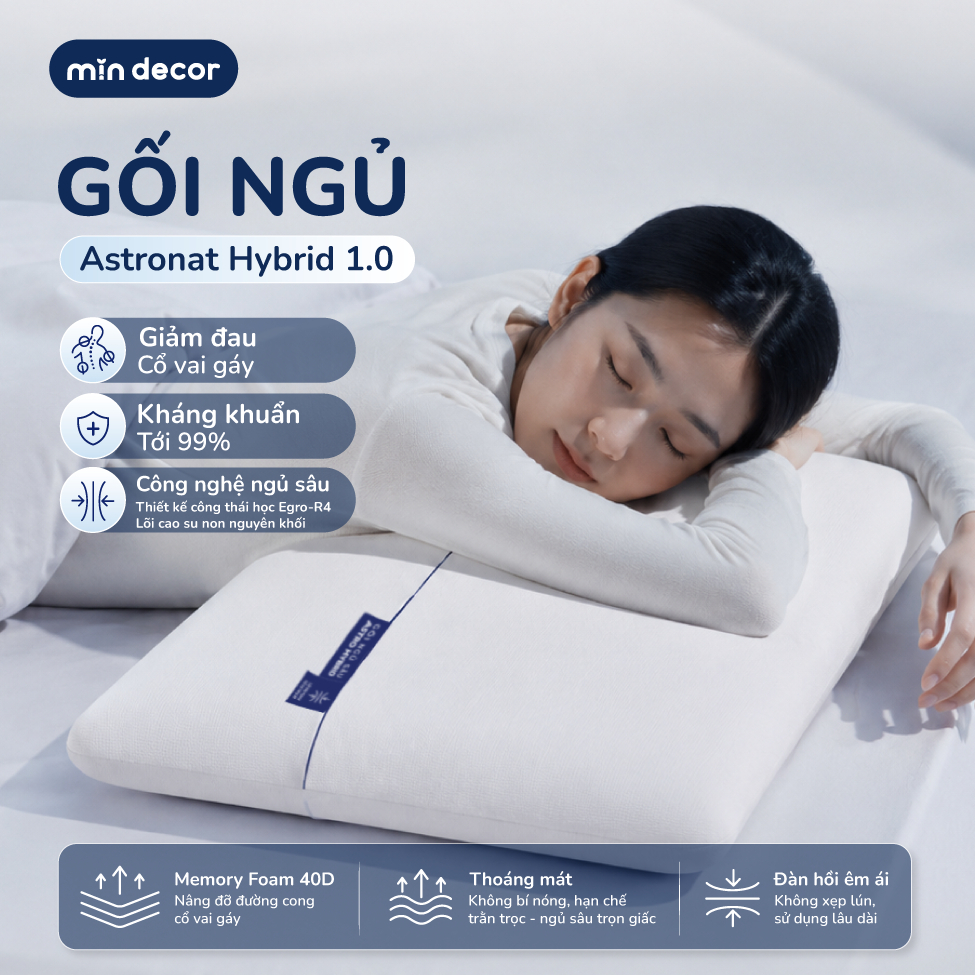 Astronat Hybrid 1.0 หมอนนอนลึก Smooth Decor หมอน Ergonomic Solid Latex คอไหล่คอสนับสนุน