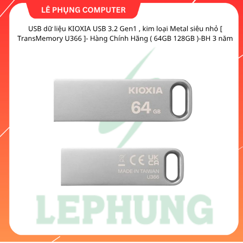 KIOXIA USB 3.2 Gen1 data USB, micro Metal [TransMemory U366] - สินค้าของแท้ (64GB 128GB)