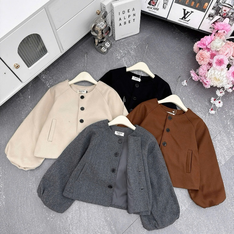 Pressed Evening Jacket คอกลมคุณภาพสูง Pressed Evening Jacket สั้นฤดูหนาว Youthful Dynamic Evening Ja