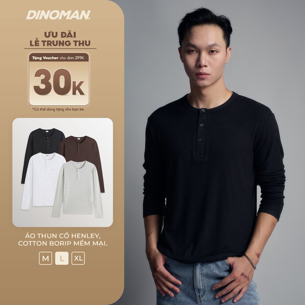Henley DINOMAN เสื้อยืดคอปก Cotton Borip นุ่ม เย็นสบาย ยืด ยืดหยุ่น สําหรับโรงเรียนและออกนอกบ้าน AP012
