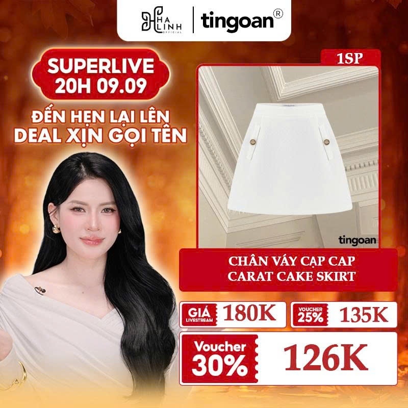 VHL x TINGOAN - CARAT CAKE SKIRT/WH ชุดกระโปรงคอปกเปิดลง
