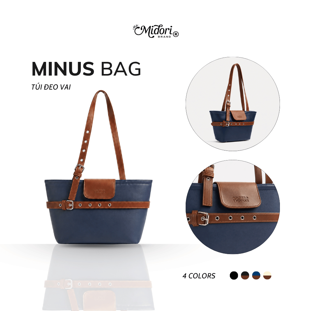 MINUS PU Leather Shoulder & Crossbody Bag with Adjustable Strap for Casual Outings & Travel | M STUDIO