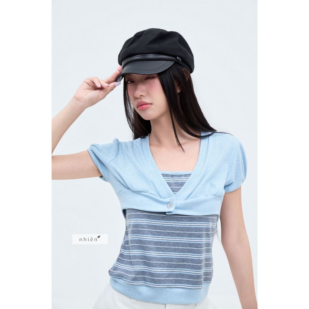 Ohara Set - ชุดคาร์ดิแกนพร้อมเสื้อกล้ามลายทาง nhien.official NSB00014