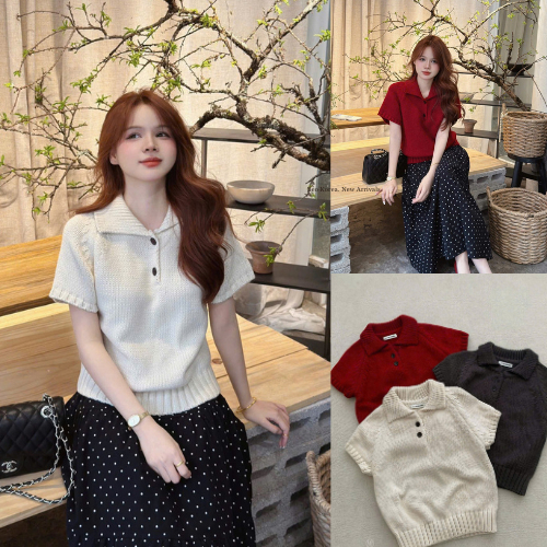 (QC product L1) สเวตเตอร์แขนกุดธรรมดาคอปกเปิดลง ผ้าหนา The Bagel สไตล์เกาหลี_Len08