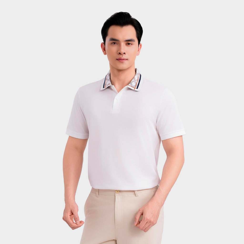 ARISTINO เสื้อโปโลผู้ชายแขนสั้นผ้าฝ้ายสีขาว Regular Fit Soft Jacquard ทอคอปก APS604EDP01
