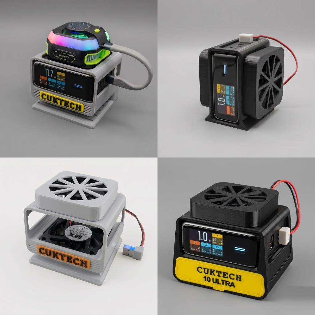 CUKTECH 10 ULTRA 3D พิมพ์ฐานชาร์จ - พร้อมพัดลม USBA 6x6 ซม. - สามารถ MOUNT COLD SCALE 62x62 มม. - พร