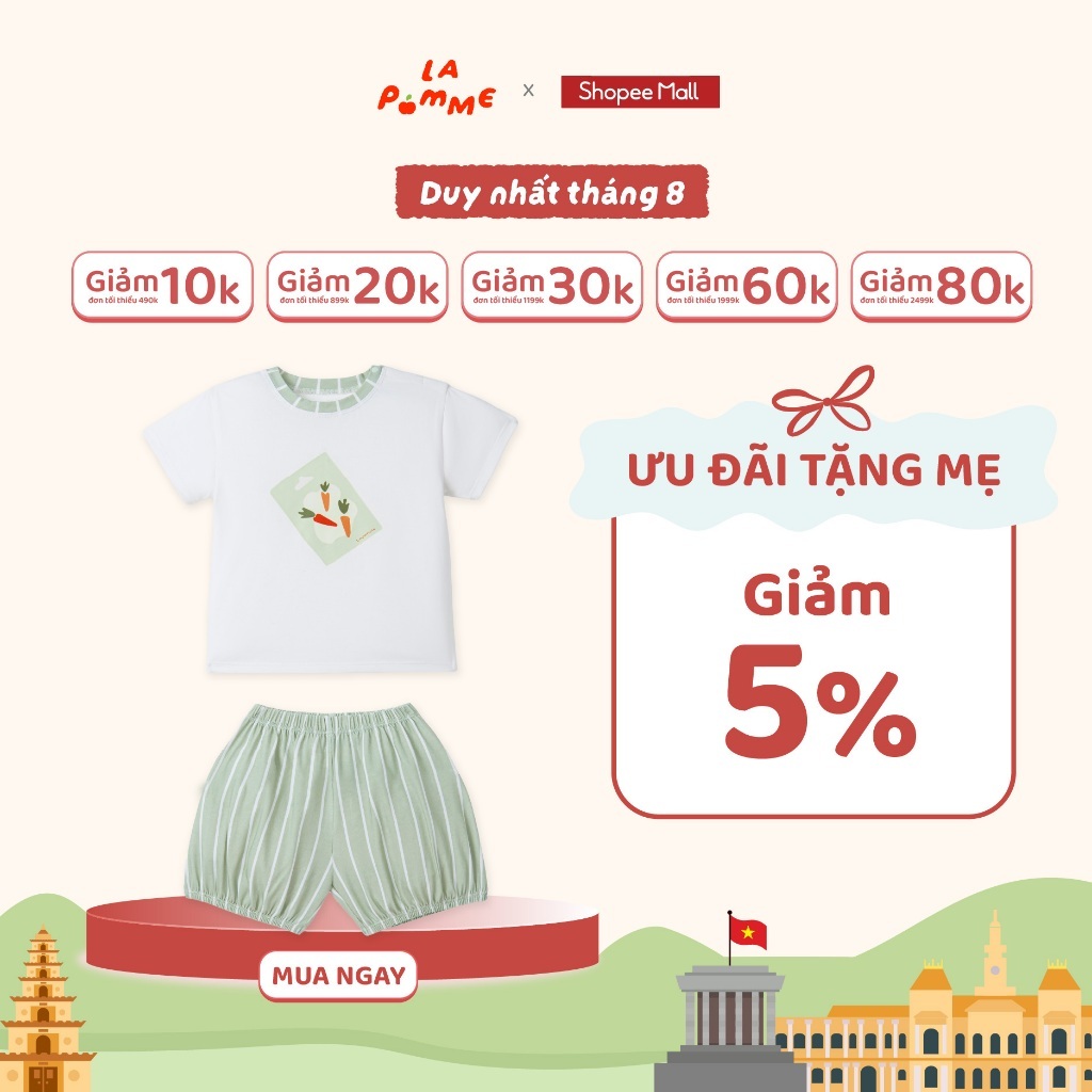 ชุดแขนกุดตะกร้าแครอท Fun La Pomme - เส้นด้ายฝ้ายธรรมชาติสุดเท่ - เด็กชาย - 6M - 5Y