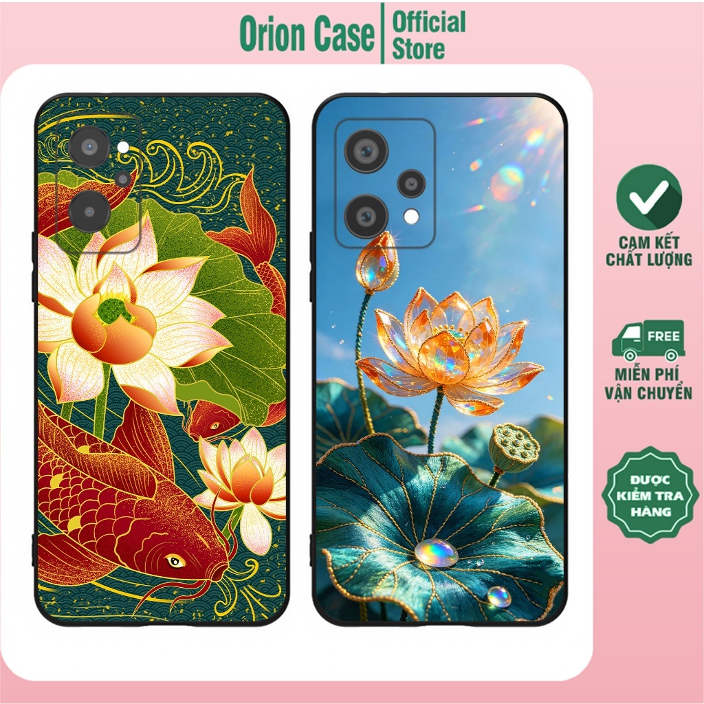 Realme 9 4G / Realme 9i / Realme 9 Pro เคส tpu แบบนุ่ม พิมพ์การประดิษฐ์ตัวอักษรดอกบัว สันติภาพและโชค