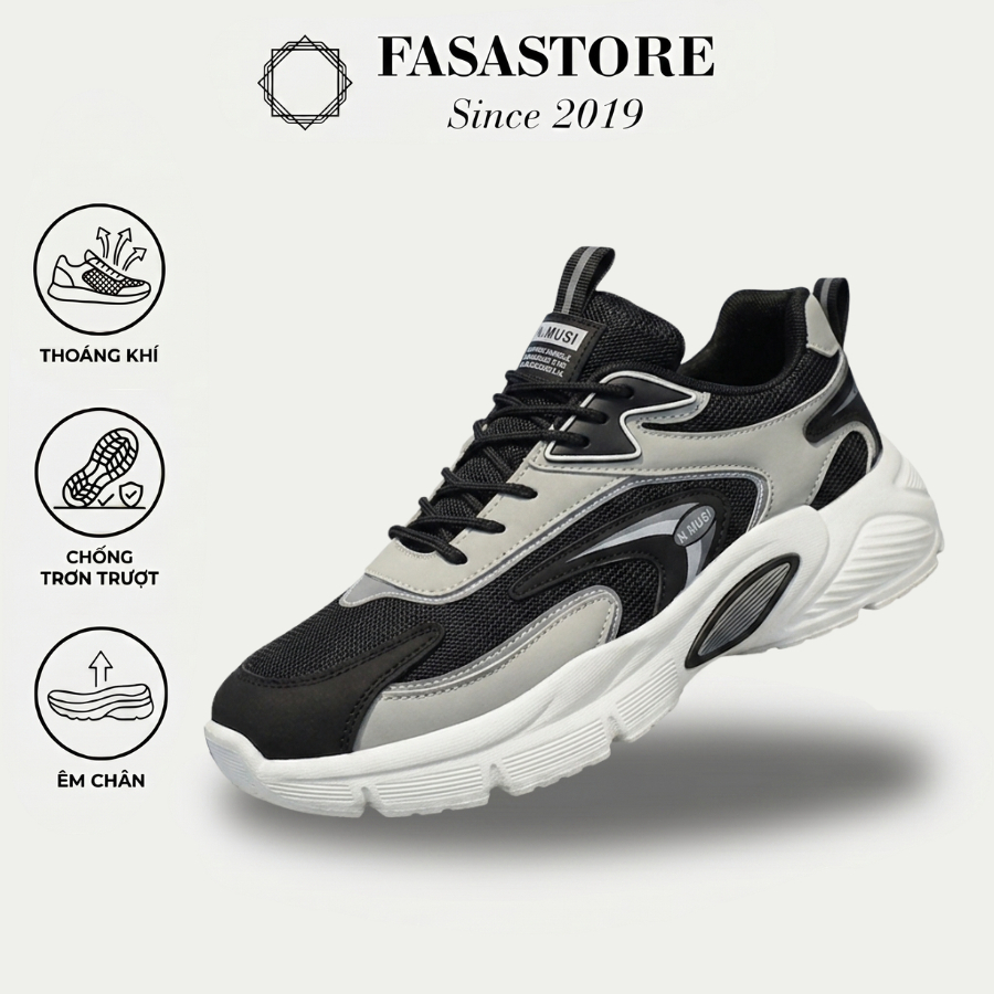 [ใหม่] FASASTORE รองเท้าผ้าใบผู้ชายพื้นหนากันลื่นผ้าตาข่ายระบายอากาศสบาย Retro Walking Streetwear