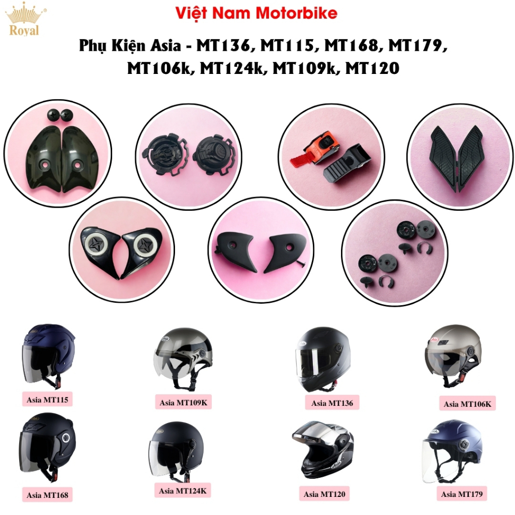 อุปกรณ์เสริมเปลี่ยนหมวก Asia MT136, MT115, MT168, MT179, MT106k, MT124k, MT109k, MT120 - สลักกระจก, 