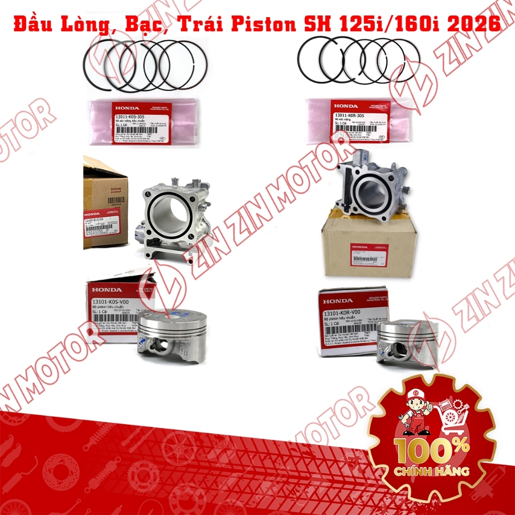 ลูกสูบตัวแรก สีเงิน ซ้าย SH 125i/160i 2026 12100K2TV30, 13011-K0R-305, 13101-K0R-V00, 12100-K1Z-J50 