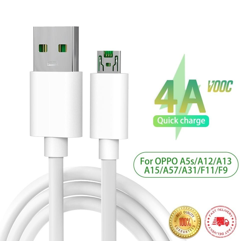 VOOC 4A Fast สายชาร์จสําหรับ OPPO Micro USB สําหรับ A5/A3s/A13/A83/K1/F1s/F5/F7,Realme 1/2/3/C1/C2/C