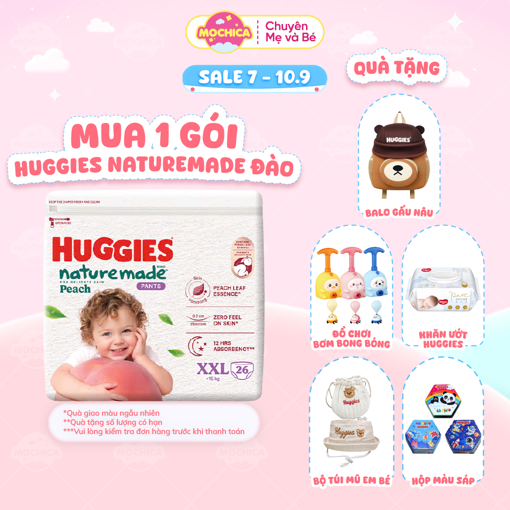 Huggies Naturemade Peach Diaper Pants Peach Leaf Essence Ultra Thin ดีการกระจายความร้อน Mochica