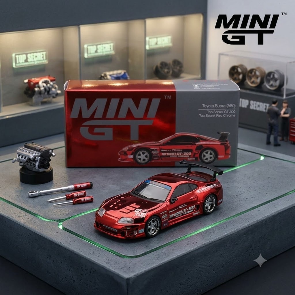 Mini GT 1/64 Toyota Supra (A80) Top Secret GT-300 (MGT01132) – สีกระจกเผามาก