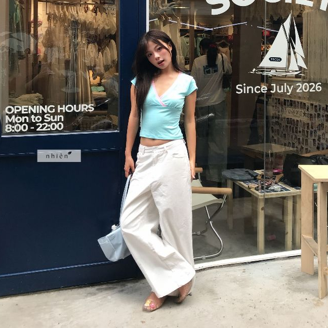 Victoria Pants - กางเกงสีกากีขากว้าง nhien.official NQD00009