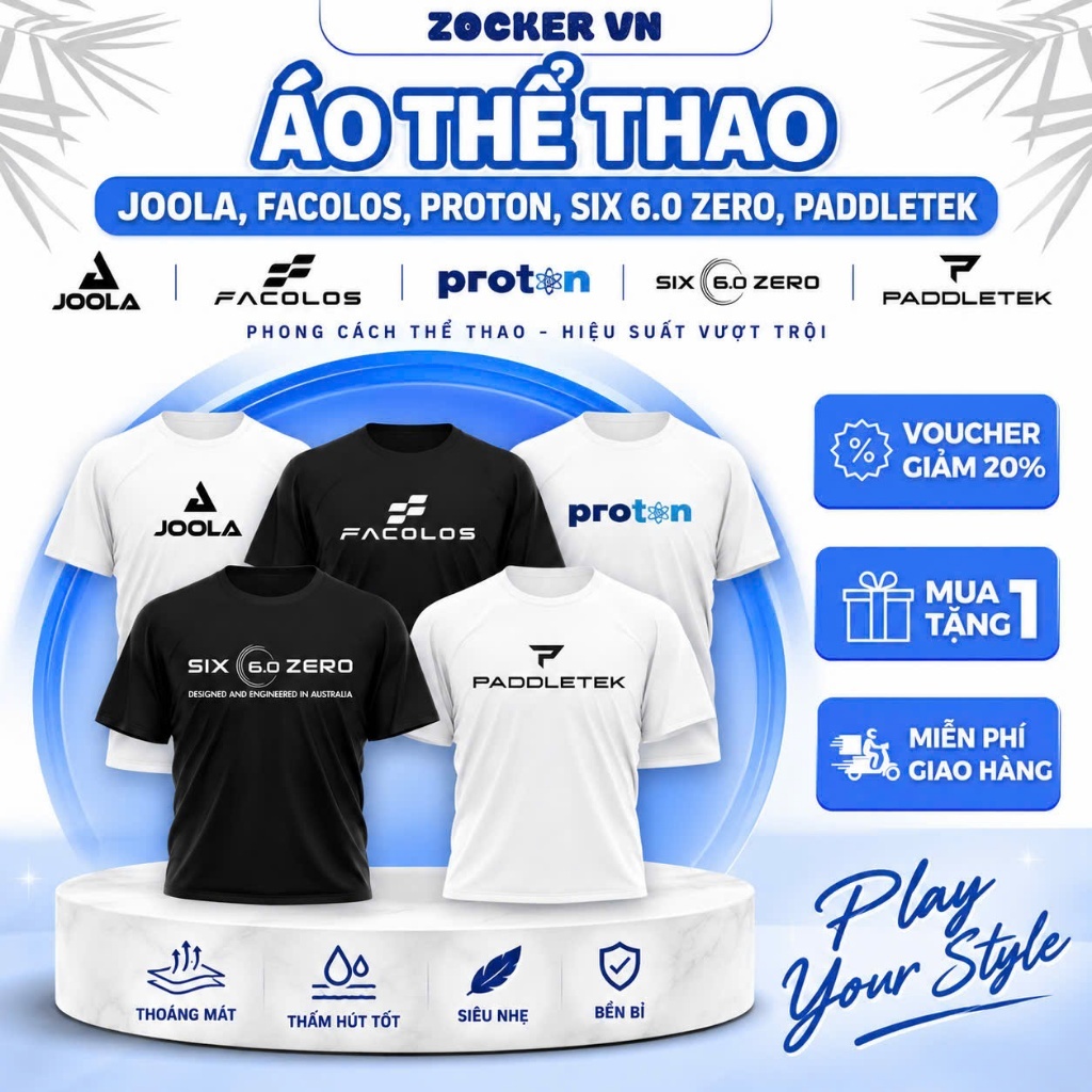 เสื้อยืดกีฬา Pickleball Joola, Facolos, Proton, Six 6.0 Zero, Paddletek Assorted – ความยืดหยุ่นที่ดี