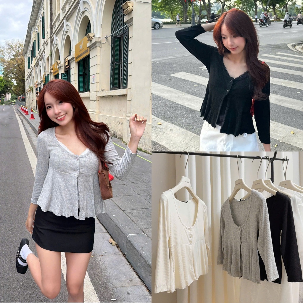 Mary Top (TSW) เสื้อยืดแขนยาวติดกระดุมผู้หญิง the.sweather