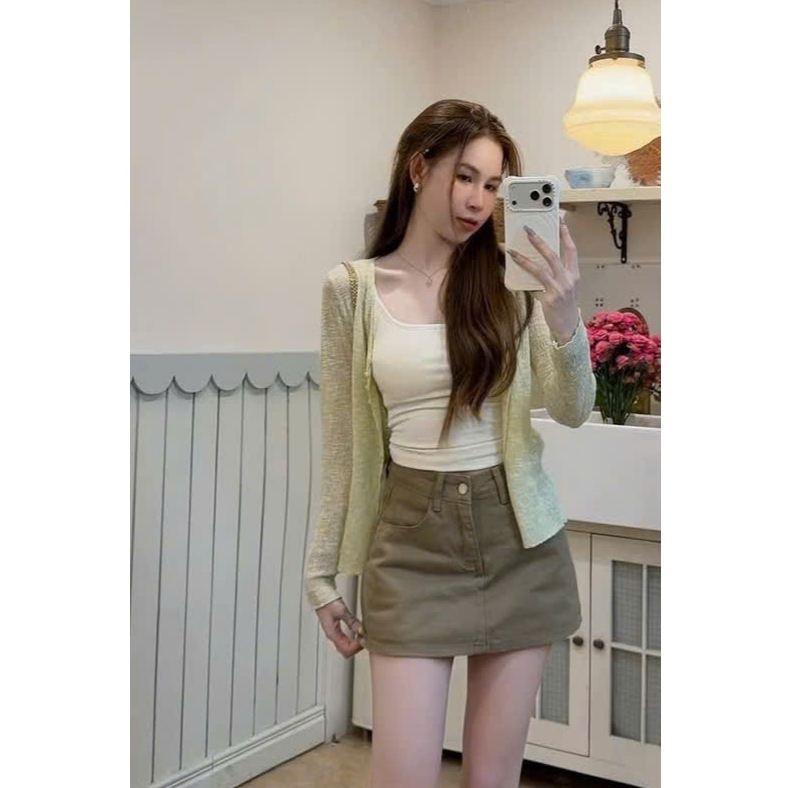 LK06094- ชุด 3 ชิ้น LONG-SLEEVE BLOUSE MIXED WITH SHORT SKIRT สําหรับผู้หญิง