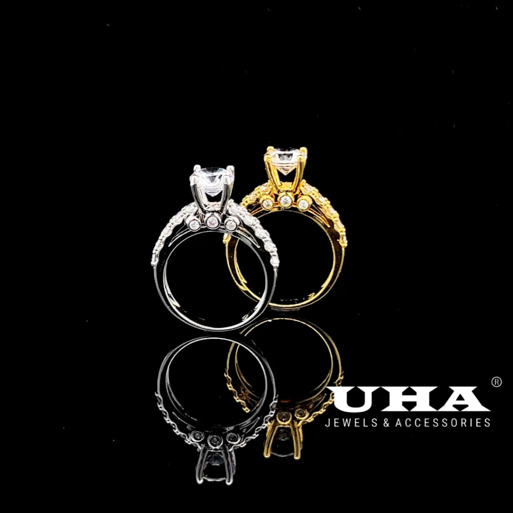 N1602 แหวนผู้หญิงดีไซน์สุดหรูพร้อมหิน UHA CZ เป็นประกาย