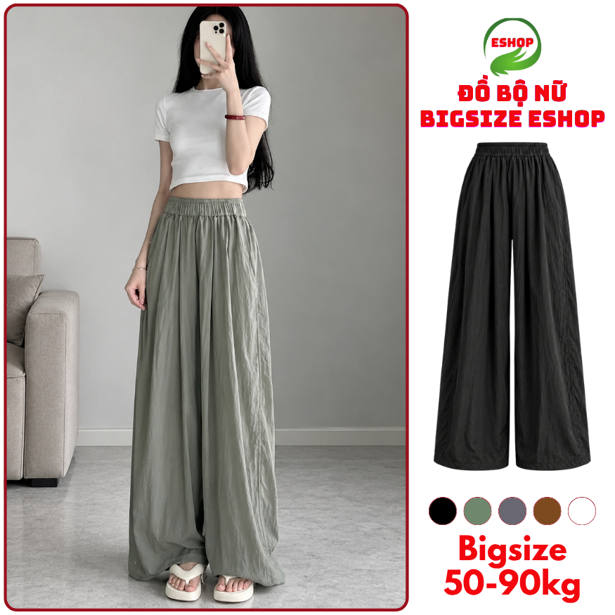 Bigsize กางเกงขากว้างผู้หญิง ESHOP MS903 กางเกงทรงตรงเอวสูงผ้ายาว 98-102 ซม. 45-90 กก