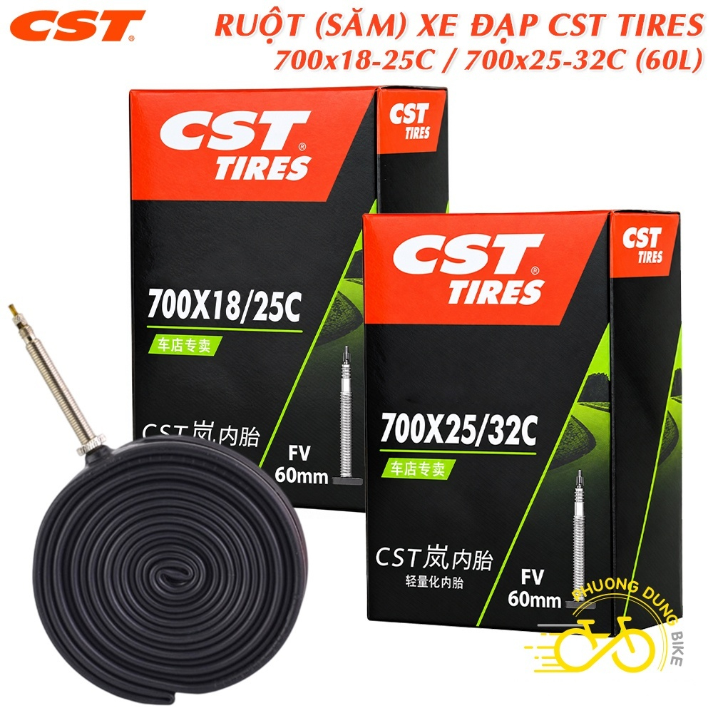 CST ยาง ยางในจักรยาน 700x18->25C / 700x25->32C (ความยาววาล์ว 60mm)
