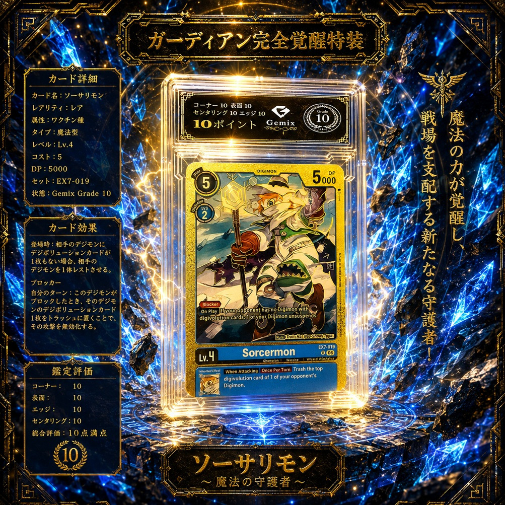 Slab10 Digimon Sorcermon Gold Gem Mint LV5 NF4 18PSA การ์ด