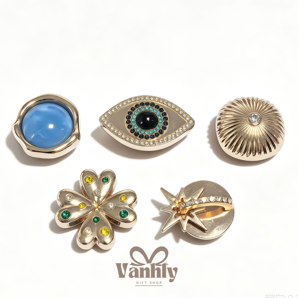 VANHLY รองเท้าแตะหรูหราโลหะ Charm V229