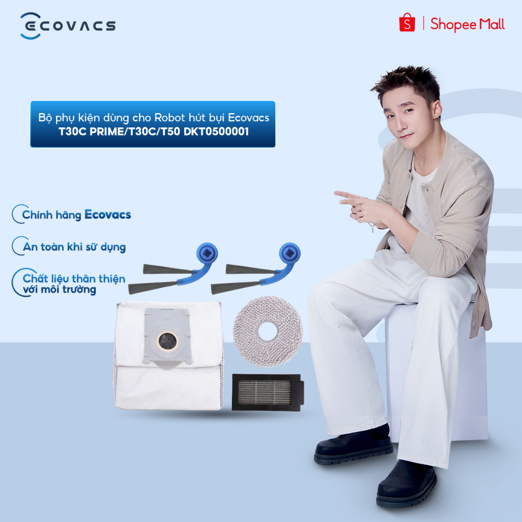 กล่องอุปกรณ์เสริมสําหรับเครื่องดูดฝุ่นหุ่นยนต์ Ecovacs T30C Prime/T30C/T50 - แปรงด้านข้าง, กรอง, ม็อ