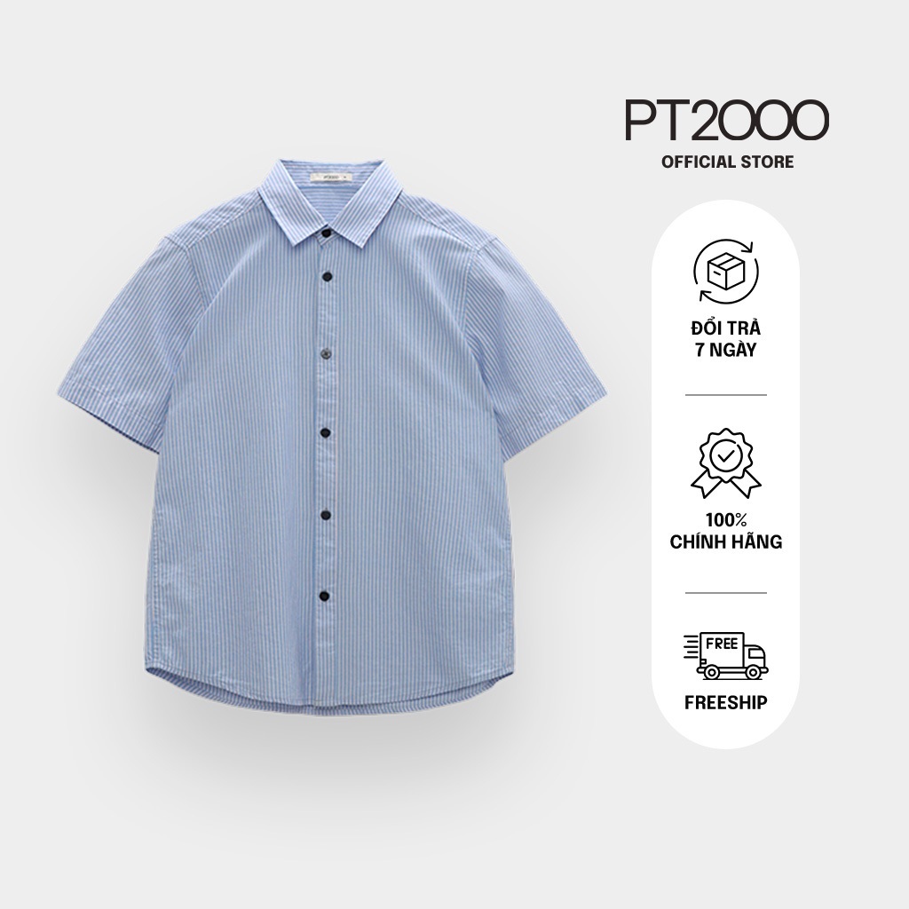 เสื้อเชิ้ตแขนสั้นผู้ชาย PT2000 ผ้าคอตตอน ผิวผ้าลื่น ทรงเสื้อทรงตรง (SMM-N953)