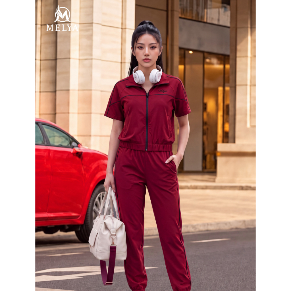 MELYA Wind Set 6S3A081O Maroon Set – Luxury Bordeaux Red, Ultra Light Stretch Wind, Sporty Chic