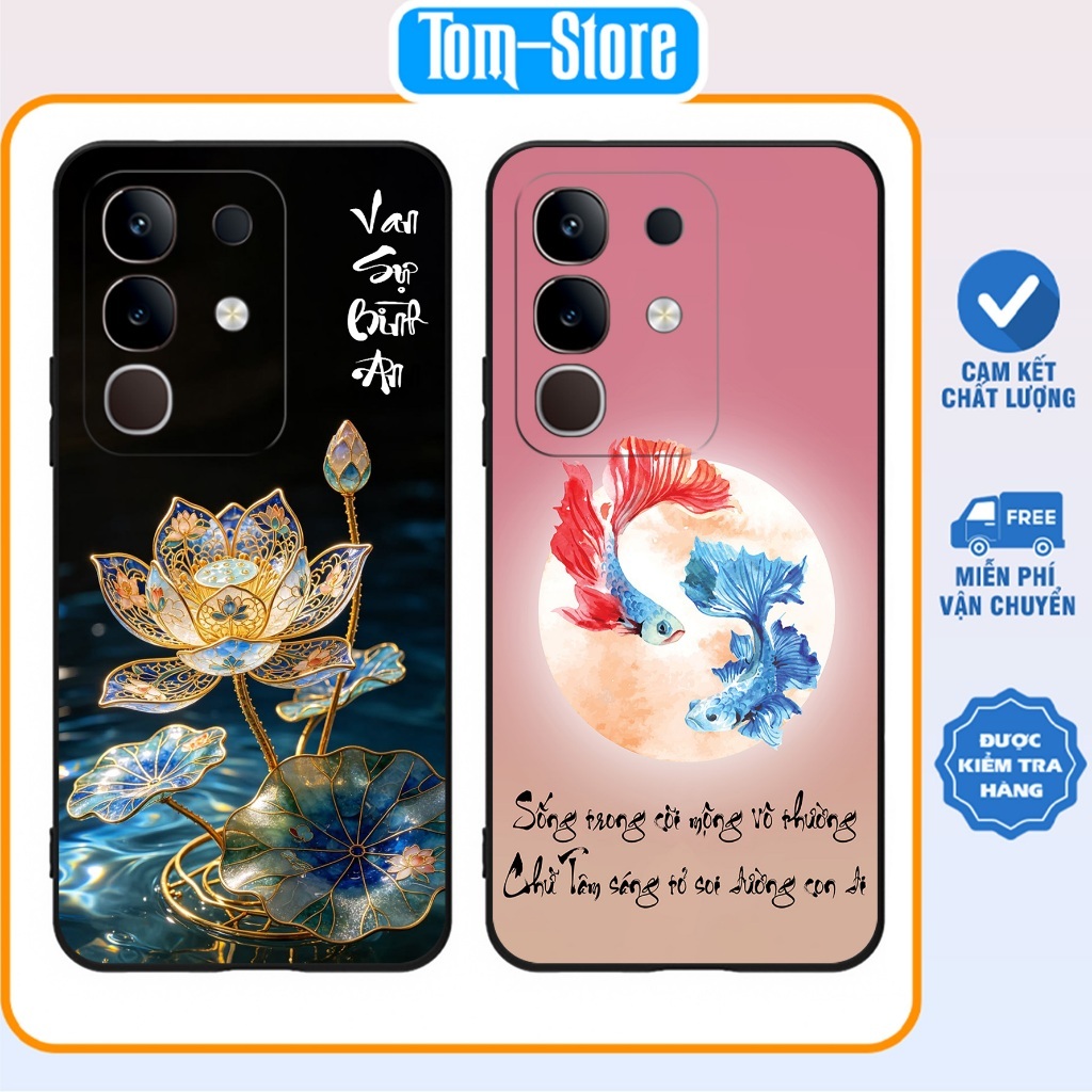 Vivo Y29 4G - เคส Vivo Y29 5G พิมพ์ลายดอกบัว สันติภาพทั้งหมด